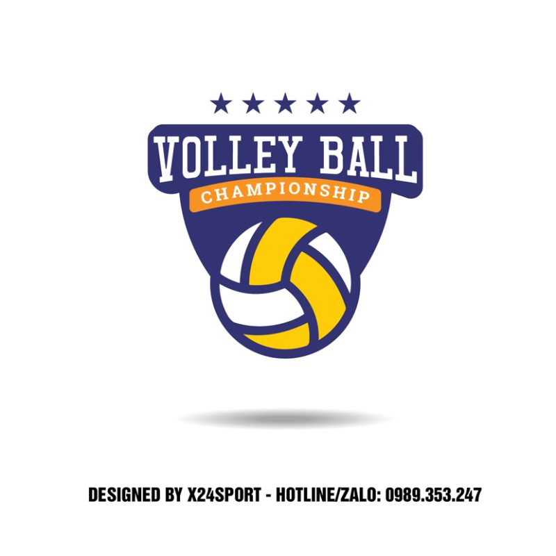 Logo Bóng Chuyền VOLLEY BALL CHAMPIONSHIP - Tông Xanh Tím Đậm Năng Động