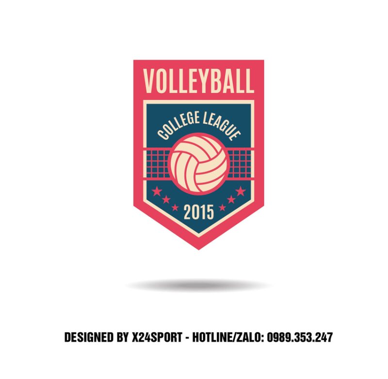 Logo College League Volleyball 2015 – Xanh dương đậm & Đỏ hồng nổi bật