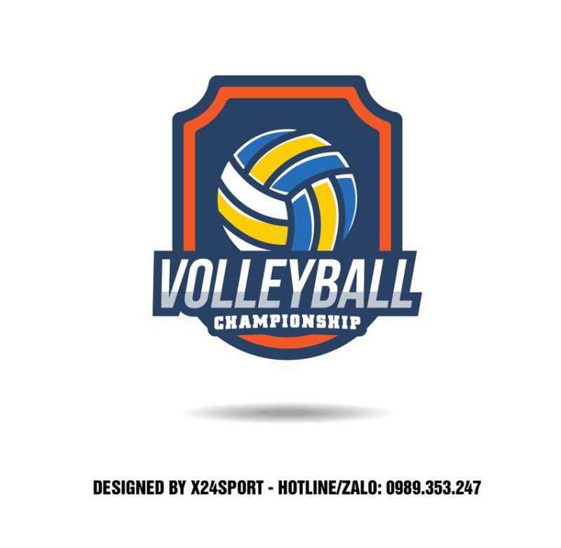 Logo Giải Bóng Chuyền Chuyên Nghiệp - Volleyball Championship Màu Vàng Xanh Cam
