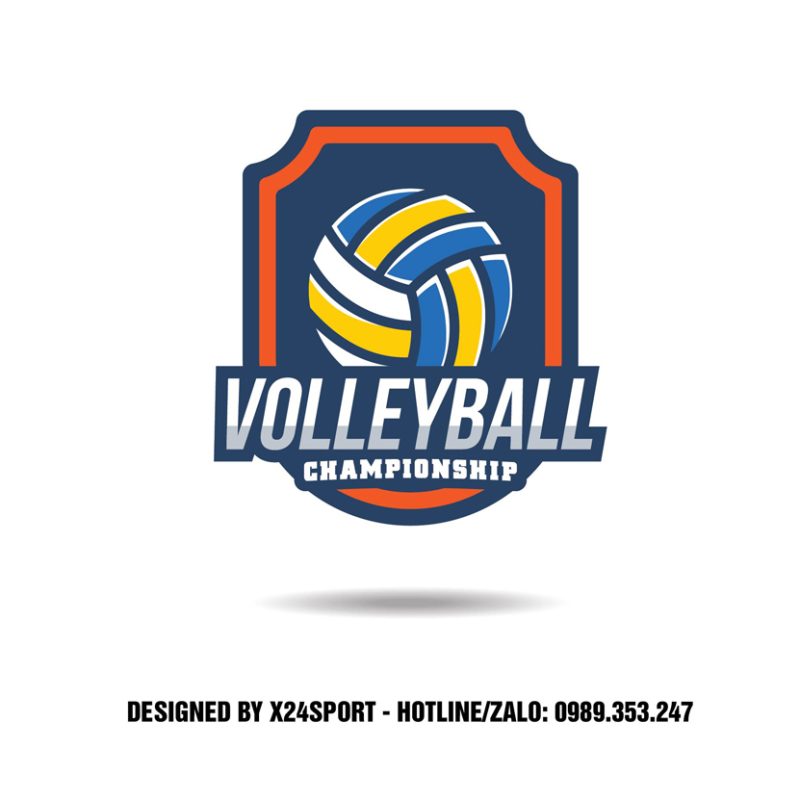 Logo Giải Bóng Chuyền Chuyên Nghiệp - Volleyball Championship Màu Vàng Xanh Cam