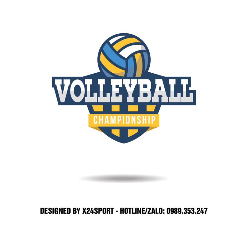 Logo Bóng Chuyền Championship Xanh Dương Vàng – Thiết Kế Mạnh Mẽ & Linh Hoạt