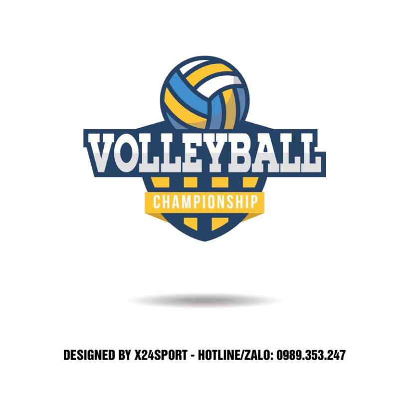 Logo Bóng Chuyền Championship Xanh Dương Vàng – Thiết Kế Mạnh Mẽ & Linh Hoạt