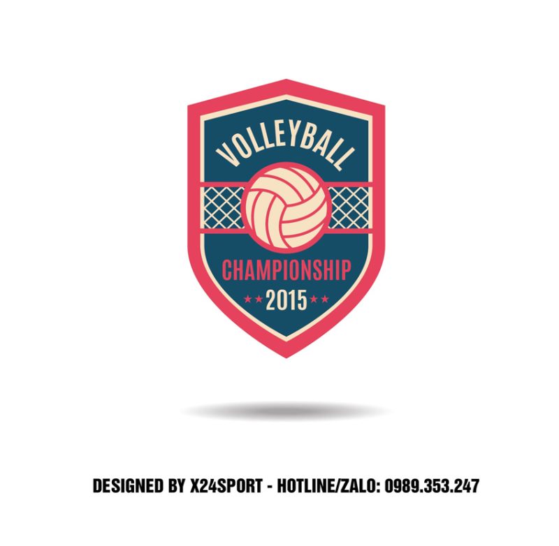 Logo Volleyball Championship 2015 - Đỏ tươi năng động, xanh đậm chuyên nghiệp