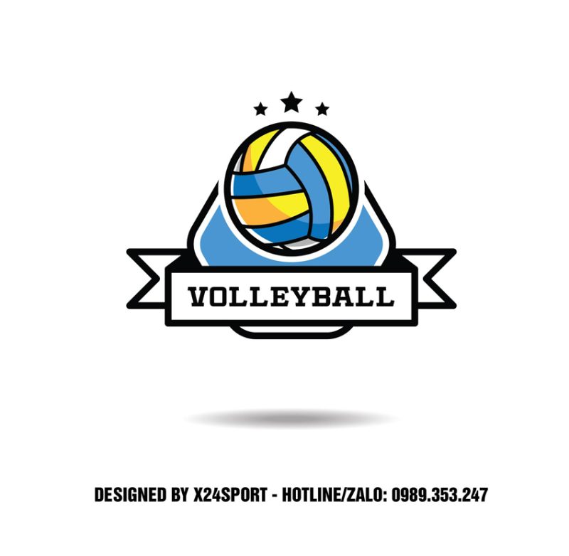 Logo Bóng Chuyền Xanh Dương Vàng - Thiết Kế Năng Động & Dễ Nhận Diện