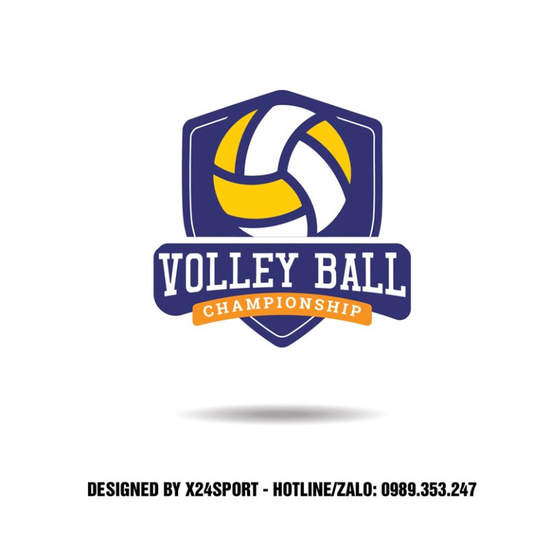 Logo Giải Bóng Chuyền Championship Xanh Navy Vàng – Thiết Kế Huy Hiệu Chuyên Nghiệp