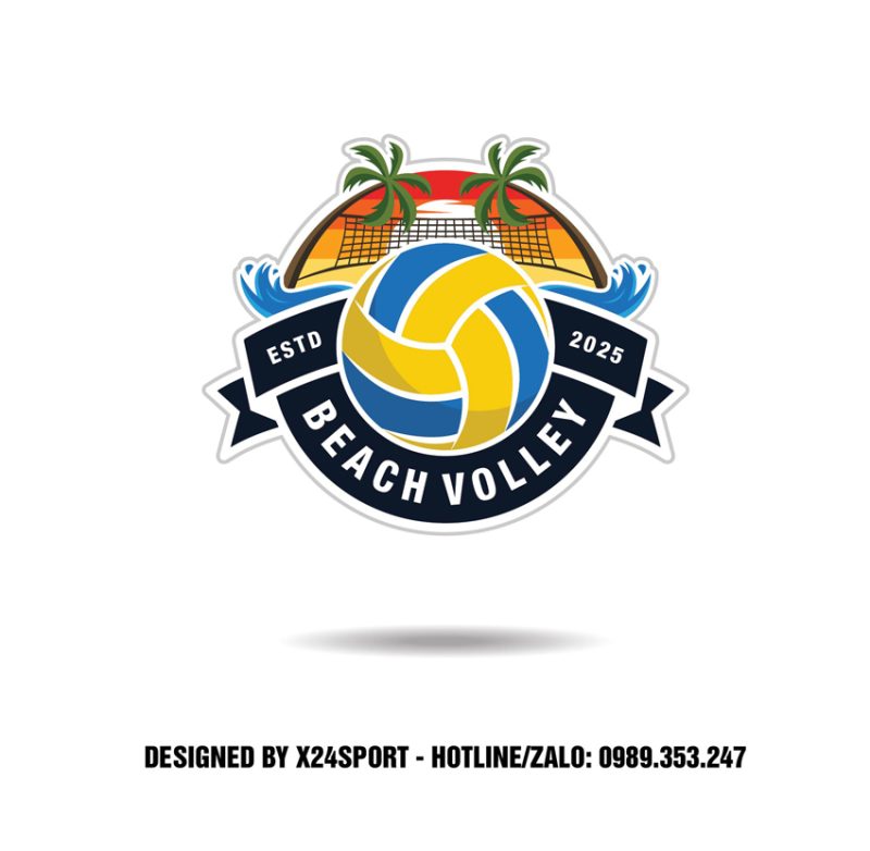 Logo Beach Volley Năng Động Màu Sắc Nhiệt Đới – X24SPORT