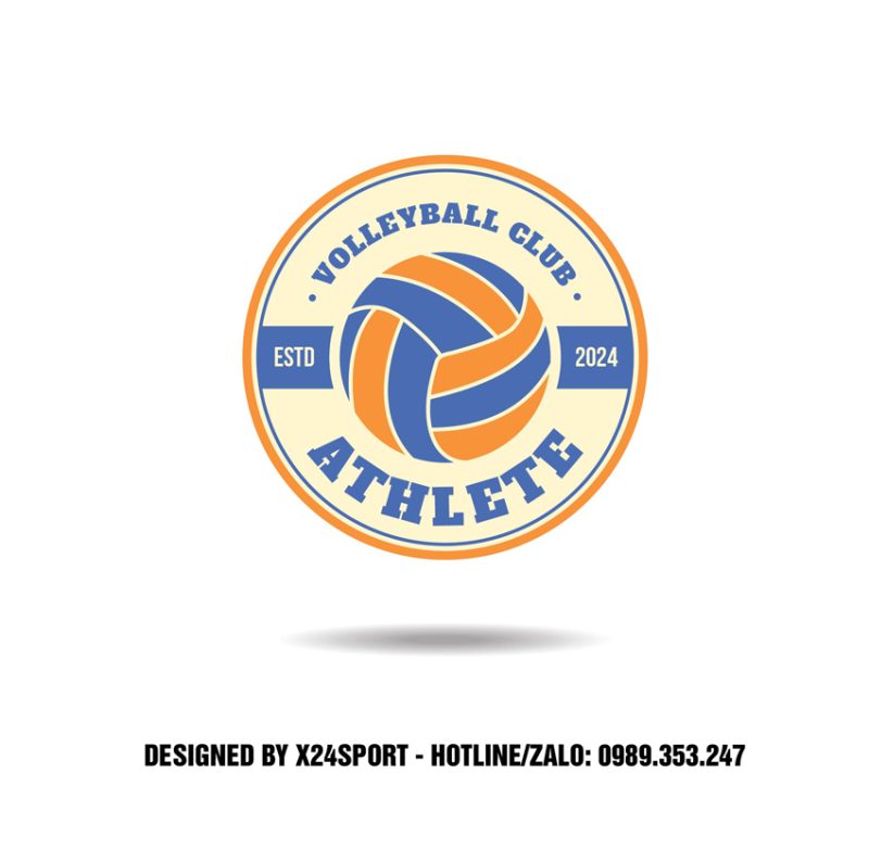 Logo bóng chuyền đội trẻ màu cam năng động