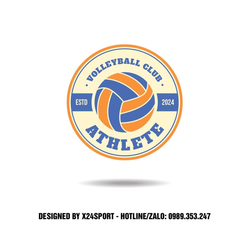 Logo bóng chuyền đội trẻ màu cam năng động