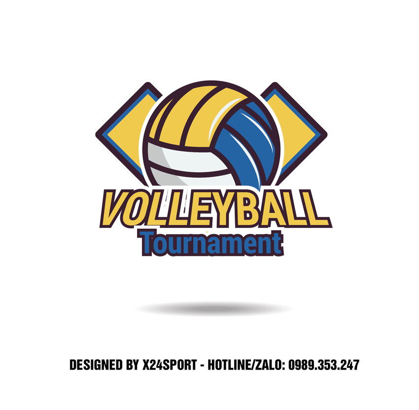 Logo bóng chuyền chuyên nghiệp tone vàng thiết kế bởi X24SPORT