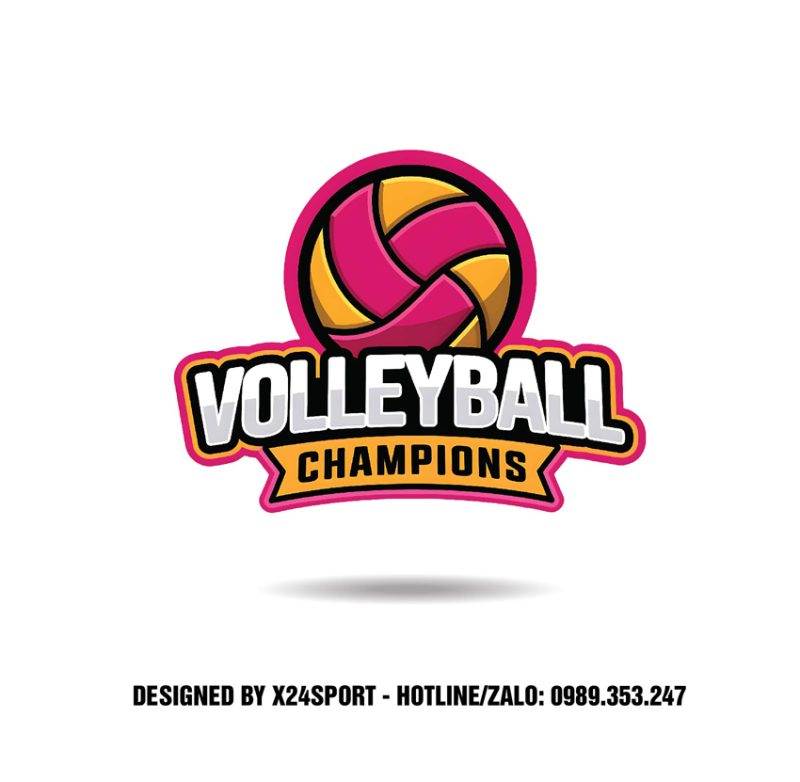 Logo Bóng Chuyền Volleyball Champions Hồng Đậm – Vàng Cam Nổi Bật
