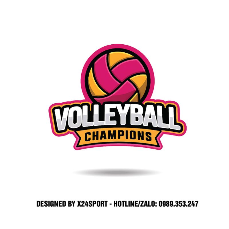 Logo Bóng Chuyền Volleyball Champions Hồng Đậm – Vàng Cam Nổi Bật