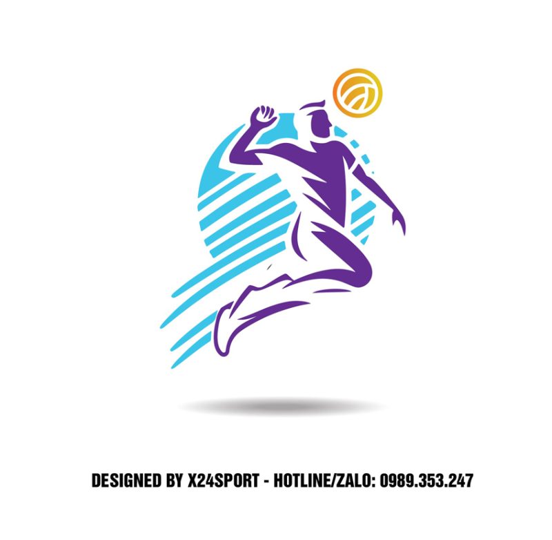 Logo Bóng Chuyền Tím Năng Động – Thiết Kế Thể Thao Ấn Tượng