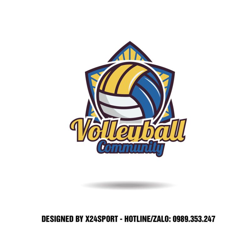 Logo Bóng Chuyền Volleyball Community - Màu Vàng Xanh Năng Động