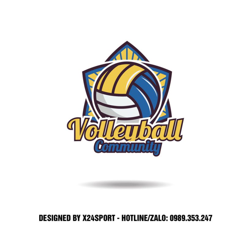 Logo Bóng Chuyền Volleyball Community - Màu Vàng Xanh Năng Động