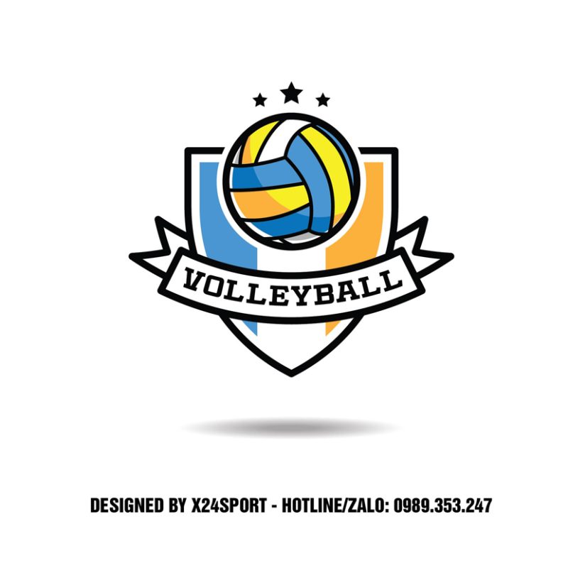 Logo Bóng Chuyền Xanh Vàng | Thiết Kế Huy Hiệu Ấn Tượng