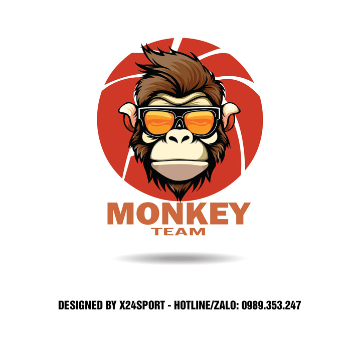 Logo Monkey Team Cam Đỏ - Cá Tính Thể Thao Đường Phố
