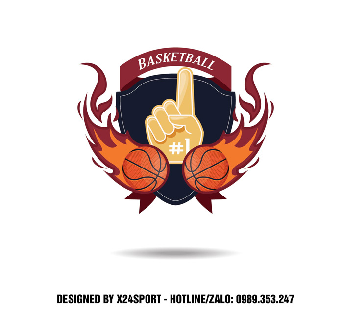 Logo Bóng Rổ Vintage – Đỏ Đô Nhiệt Huyết, Vàng Kim Dẫn Đầu