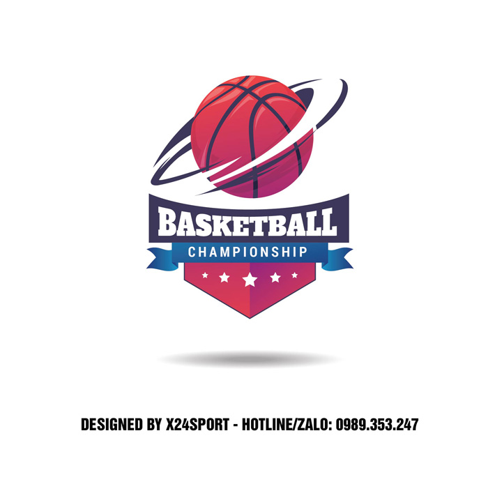 Logo giải đấu bóng rổ đỏ – xanh BASKETBALL CHAMPIONSHIP