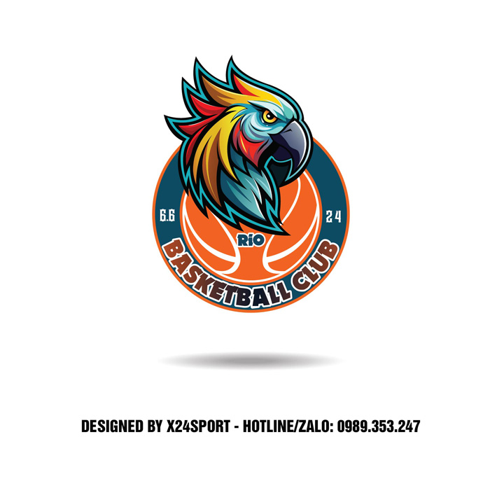 Logo Rio Basketball Club - Thiết kế thể thao năng động với sắc cam chủ đạo