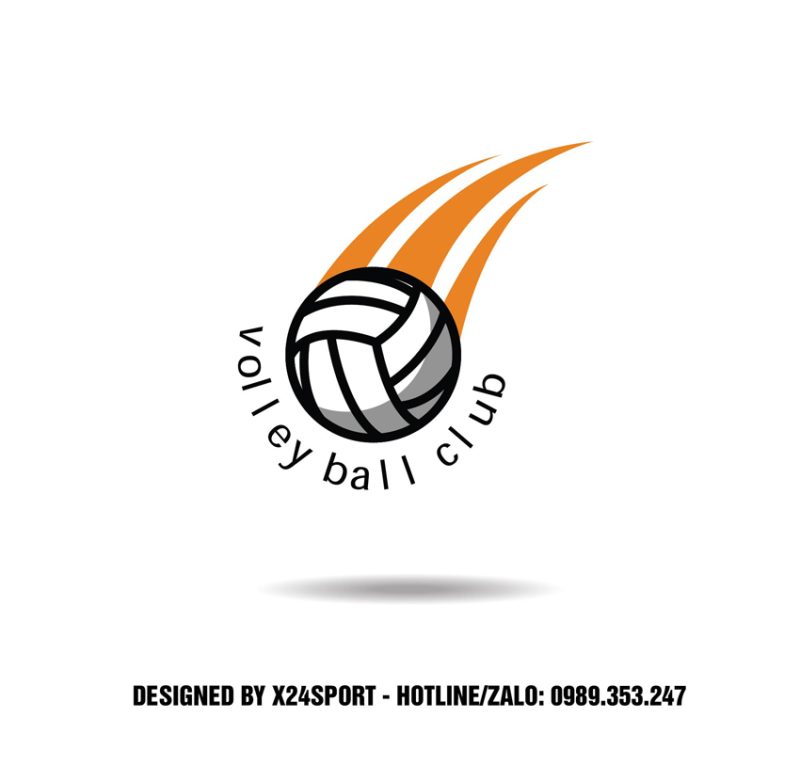 Logo Volleyball Club – Tông Đen Trắng Cam Năng Động
