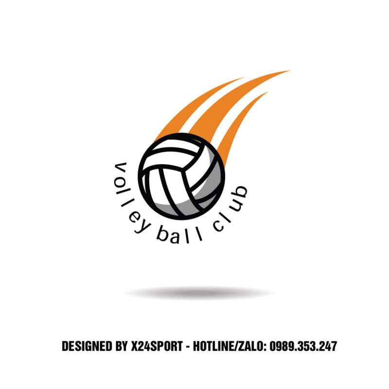 Logo Volleyball Club – Tông Đen Trắng Cam Năng Động
