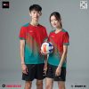Bộ Quần Áo Bóng Chuyền Thể Thao Màu Đỏ-Xanh Ngọc Unisex Co Giãn Thoáng Mát