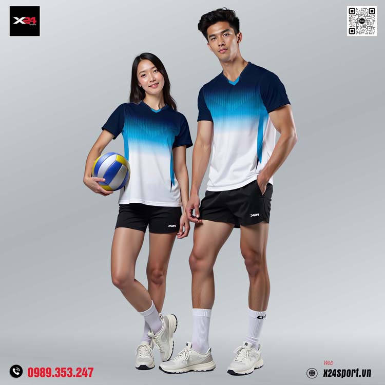Áo Thể Thao Ombre Xanh Navy Trắng – Năng Động & Thoải Mái