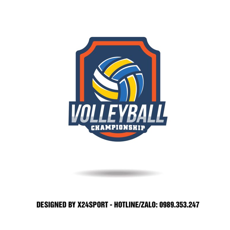 Logo Giải Bóng Chuyền Volleyball Championship - Tông Xanh Navy Năng Động