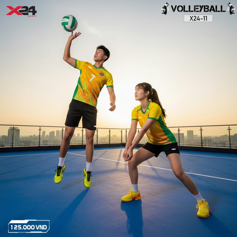Bộ quần áo bóng chuyền X24-11 – Vàng cam xanh năng động