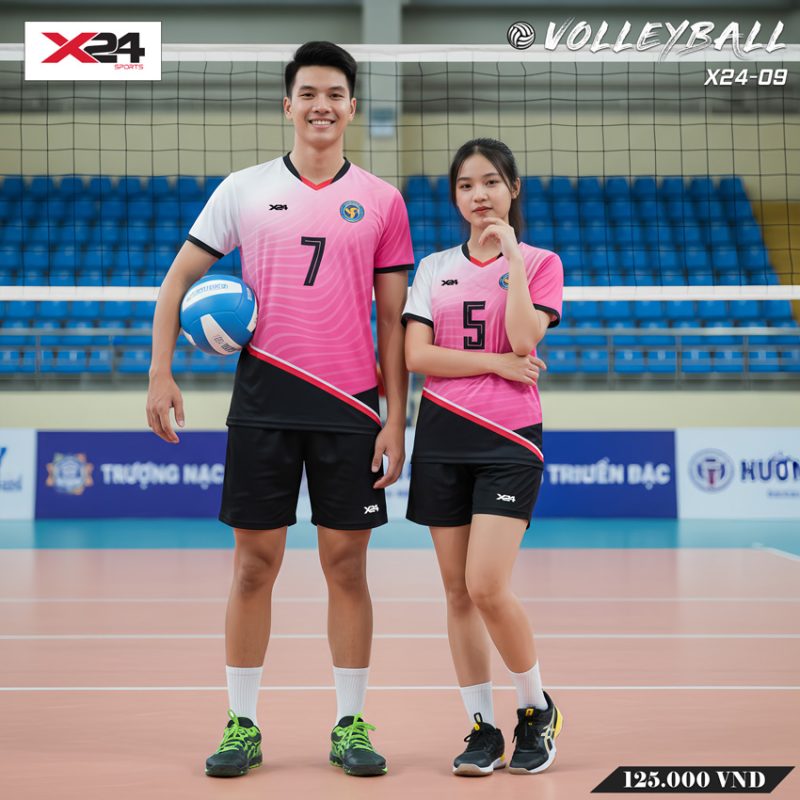 Áo bóng chuyền X24 SPORTS X24-09 màu hồng cá tính chuyển sắc