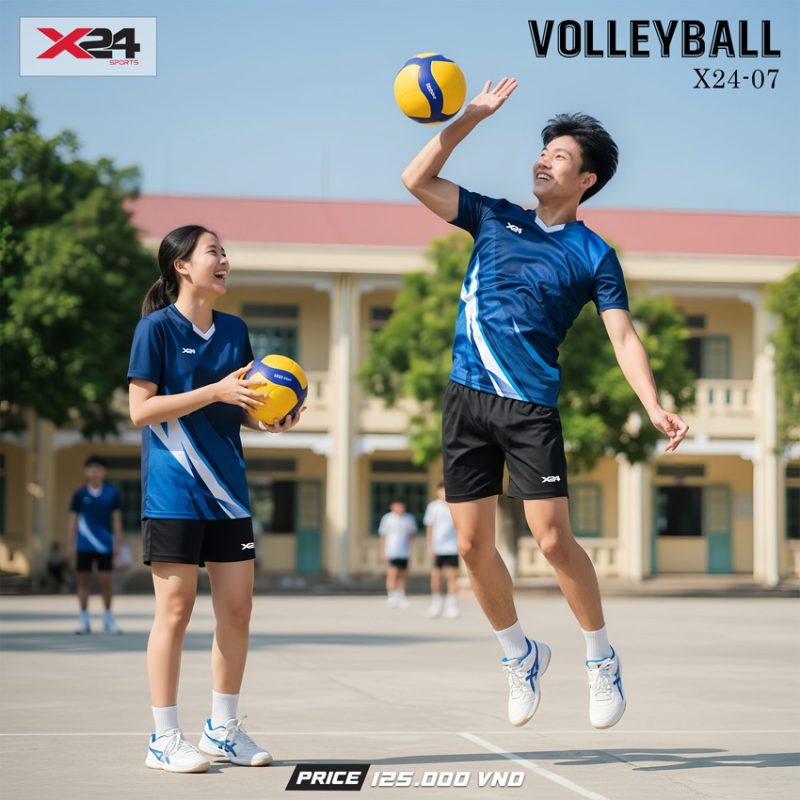 Áo Bóng Chuyền X24-07 Xanh Biển In Logo