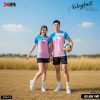 Áo bóng chuyền X24-12 - Hồng Pastel phối Cyan tươi trẻ