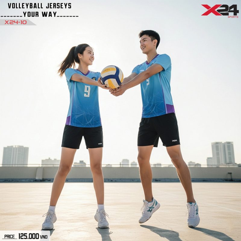 Áo bóng chuyền xanh dương X24-10 – Năng động & phá cách