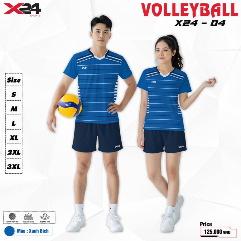 Áo bóng chuyền thể thao X24-04 màu xanh bích - Thiết kế năng động, chất liệu cao cấp