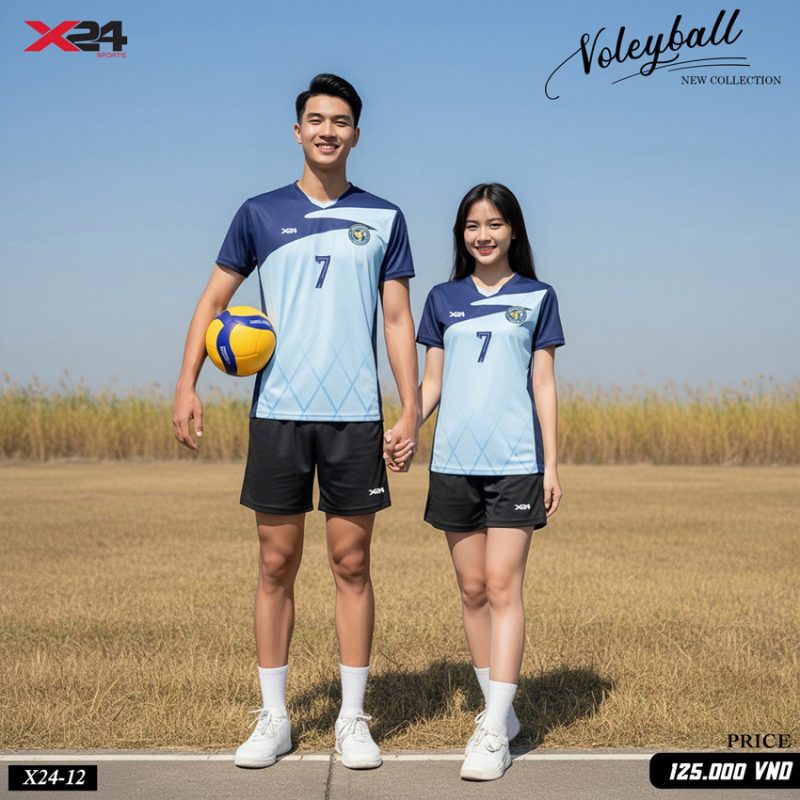 Áo Bóng Chuyền Thiết Kế Unisex Xanh Dương Nhạt X24-12