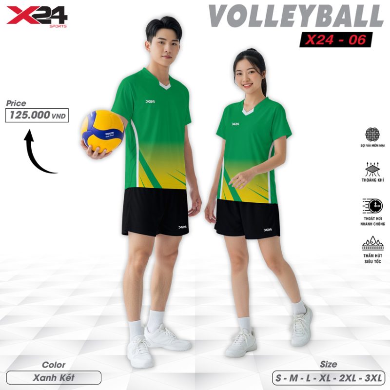 Áo Bóng Chuyền X24 - 06 Màu Xanh Két Năng Động