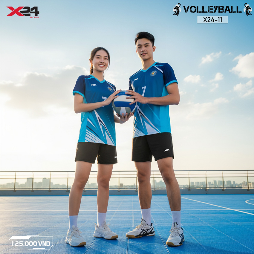 Áo Bóng Chuyền X24-11 Xanh Trắng Năng Động