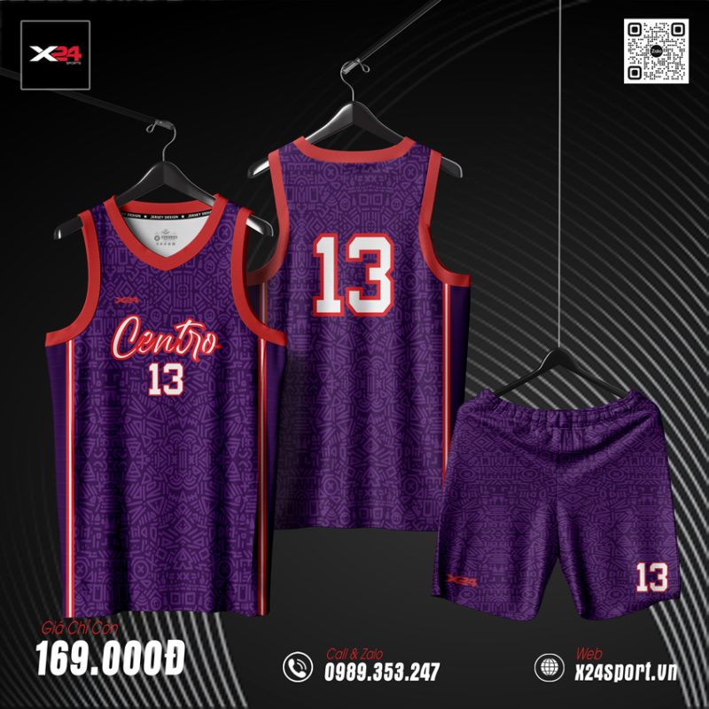 Áo Bóng Rổ Centro Tím Đậm - Thiết Kế Năng Động & Cá Tính