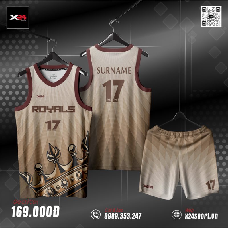 Áo Bóng Rổ Đội Nhóm Màu Nâu Ánh Kim – Vương Miện Chiến Thắng