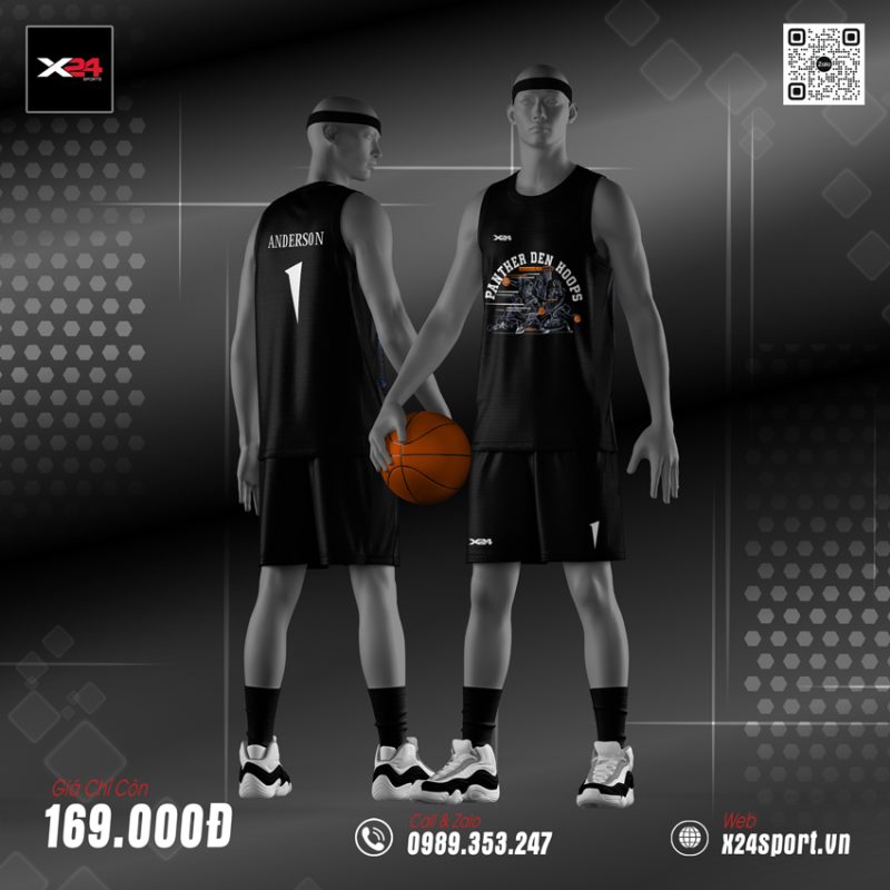 Áo Bóng Rổ Đen Panther Den Hoops – Unisex Thể Thao Cá Tính