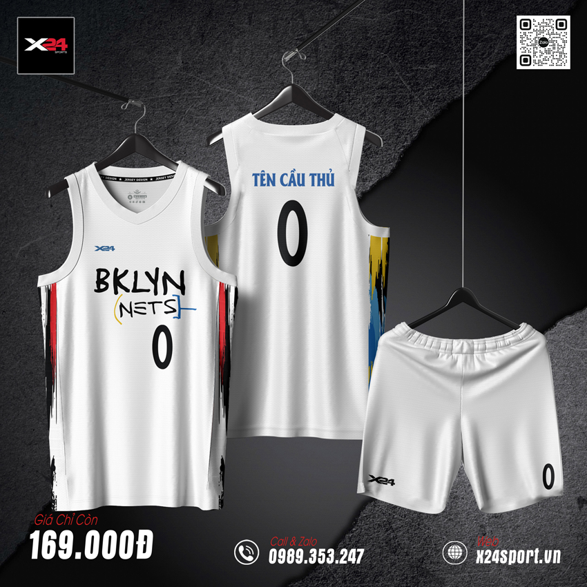 Áo bóng rổ thiết kế phối loang màu BKLYN NETS cho đội nhóm