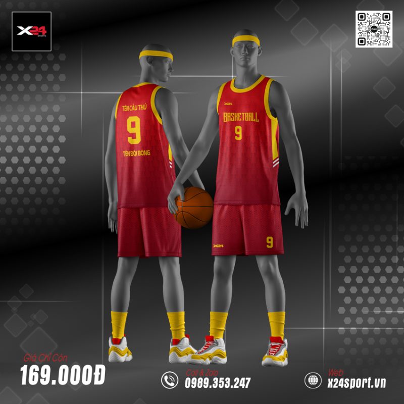 Đồng phục bóng rổ đỏ đô viền vàng - Thiết kế mạnh mẽ, nổi bật cho đội nhóm