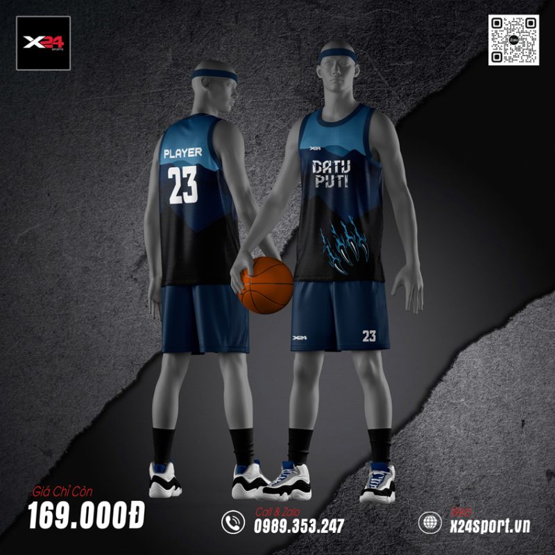 Bộ Quần Áo Bóng Rổ Xanh Navy - Họa Tiết Lửa Năng Động