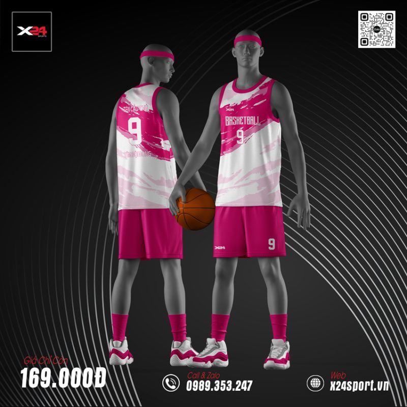 Đồng phục bóng rổ X24 Sport hồng đậm - Thiết kế phá cách, nổi bật sân đấu