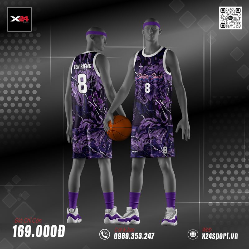 Áo Bóng Rổ Màu Tím Họa Tiết Graphic Cá Tính