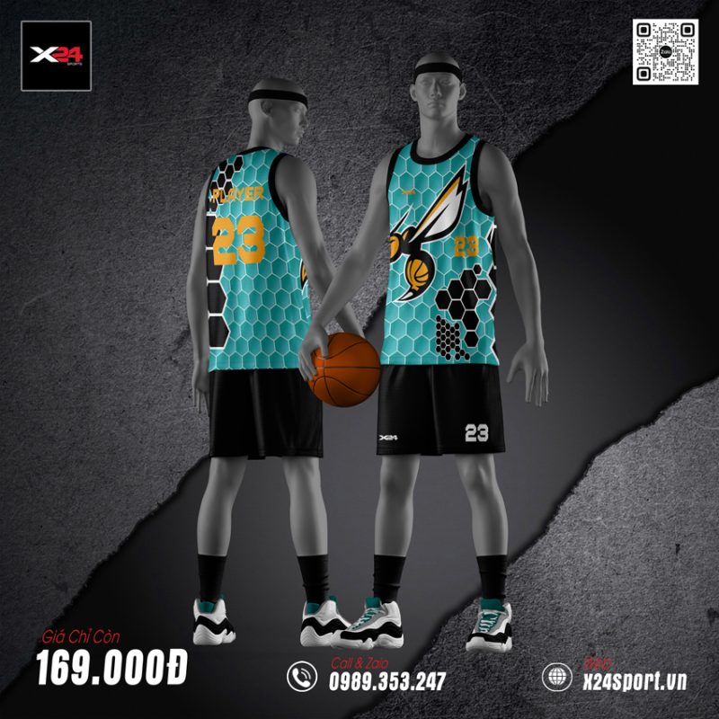 Áo Bóng Rổ Nam X24 Sport - Màu Xanh Lam Ngọc Cá Tính