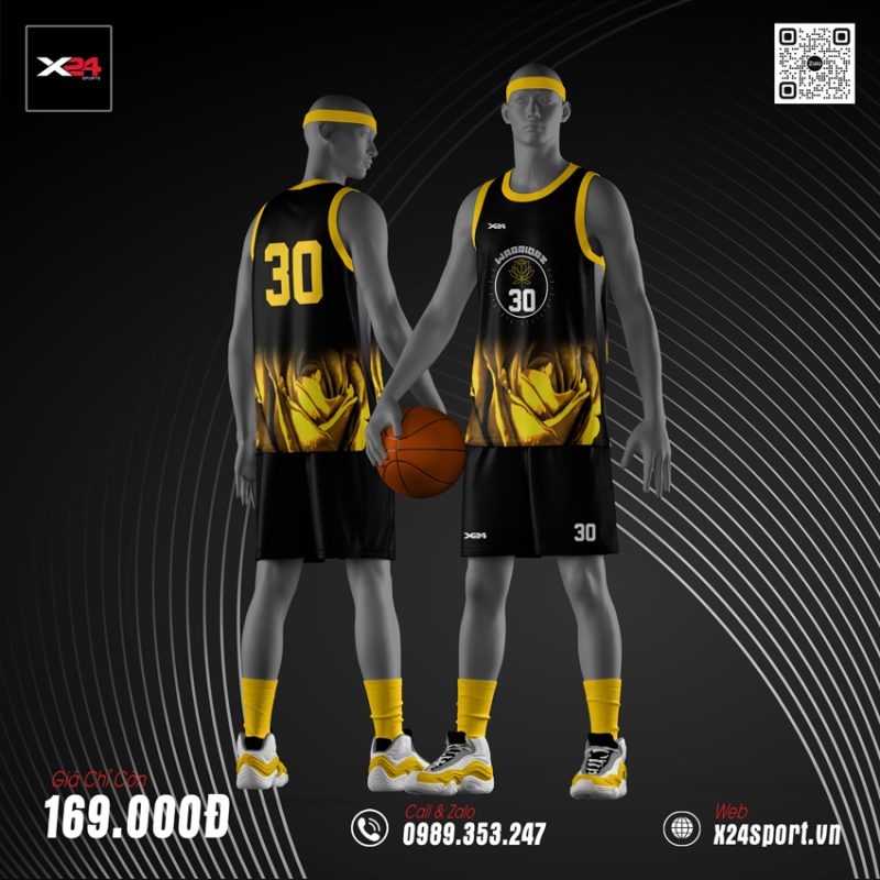 Bộ đồ bóng rổ phong cách hiện đại – Đen Vàng Trắng cá tính